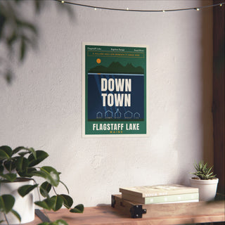 Flagstaff Lake Drowned Village Poster in 12x16 inch size hanging on a living room wall