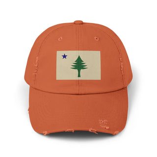 Maine Flag Unisex Distressed Cap