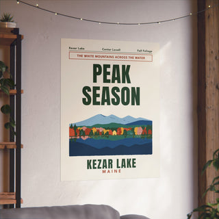 Kezar Lake Fall Foliage Poster in 30x40 inch size hanging on a living room wall