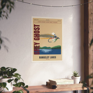 Maine Wall Art Print - Rangeley Lakes Grey Ghost Streamer Fly Poster for Lake House, Camp & Airbnb Decor