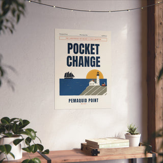 Pemaquid Point Lighthouse Poster hanging on a living room wall