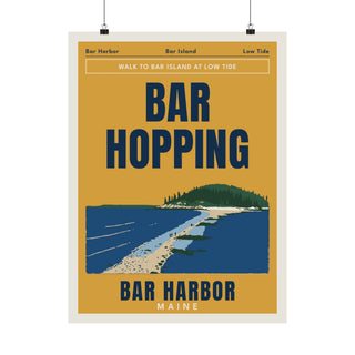 Bar Harbor Bar Island Sandbar Poster, Maine wall art print