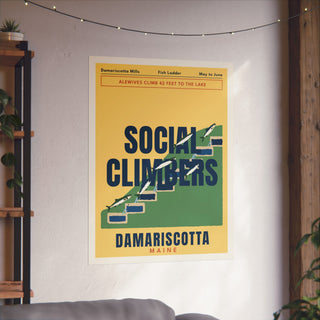 Damariscotta Mills Alewife Fish Ladder Poster in 30x40 inch size hanging on a living room wall