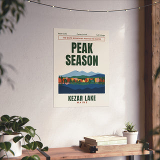 Kezar Lake Fall Foliage Poster in 18x24 inch size hanging on a living room wall