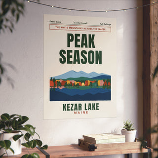 Kezar Lake Fall Foliage Poster in 24x32 inch size hanging on a living room wall