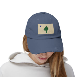 Maine Flag Unisex Distressed Cap