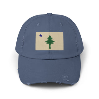 Maine Flag Unisex Distressed Cap