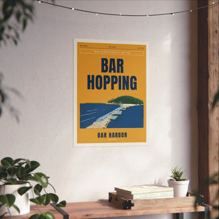 Bar Harbor Bar Island Sandbar Poster hanging on a living room wall