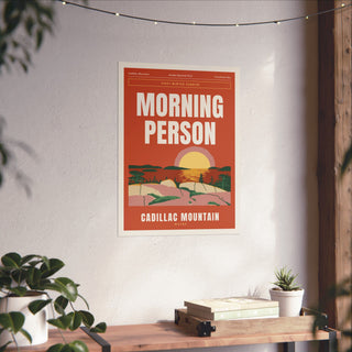 Cadillac Mountain Sunrise Poster hanging on a living room wall