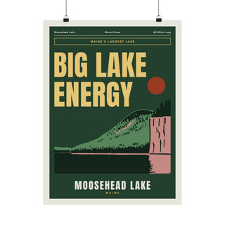 Maine Wall Art Print - Moosehead Lake Mount Kineo Big Lake Energy Poster for Lake House, Camp & Airbnb Decor
