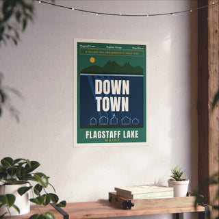 Flagstaff Lake Drowned Village Poster in 18x24 inch size hanging on a living room wall
