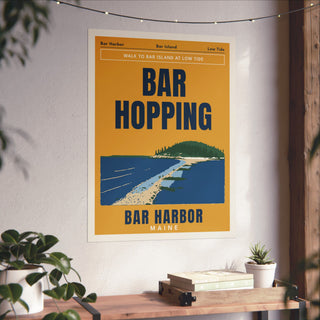 Bar Harbor Bar Island Sandbar Poster in 24x32 inch size hanging on a living room wall