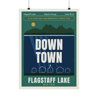 Flagstaff Lake Drowned Village Poster, Maine wall art print