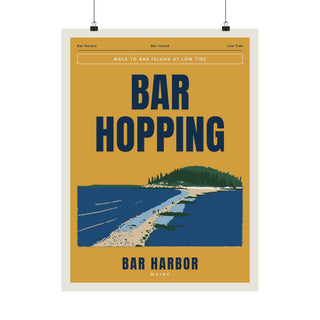 Bar Harbor Bar Island Sandbar Poster, Maine wall art print