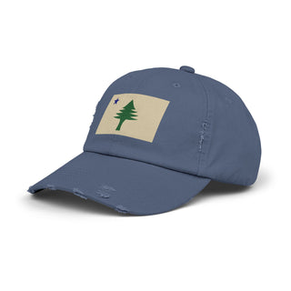 Maine Flag Unisex Distressed Cap