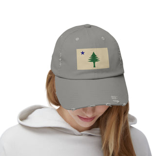 Maine Flag Unisex Distressed Cap