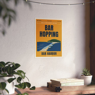 Bar Harbor Bar Island Sandbar Poster in 12x16 inch size hanging on a living room wall
